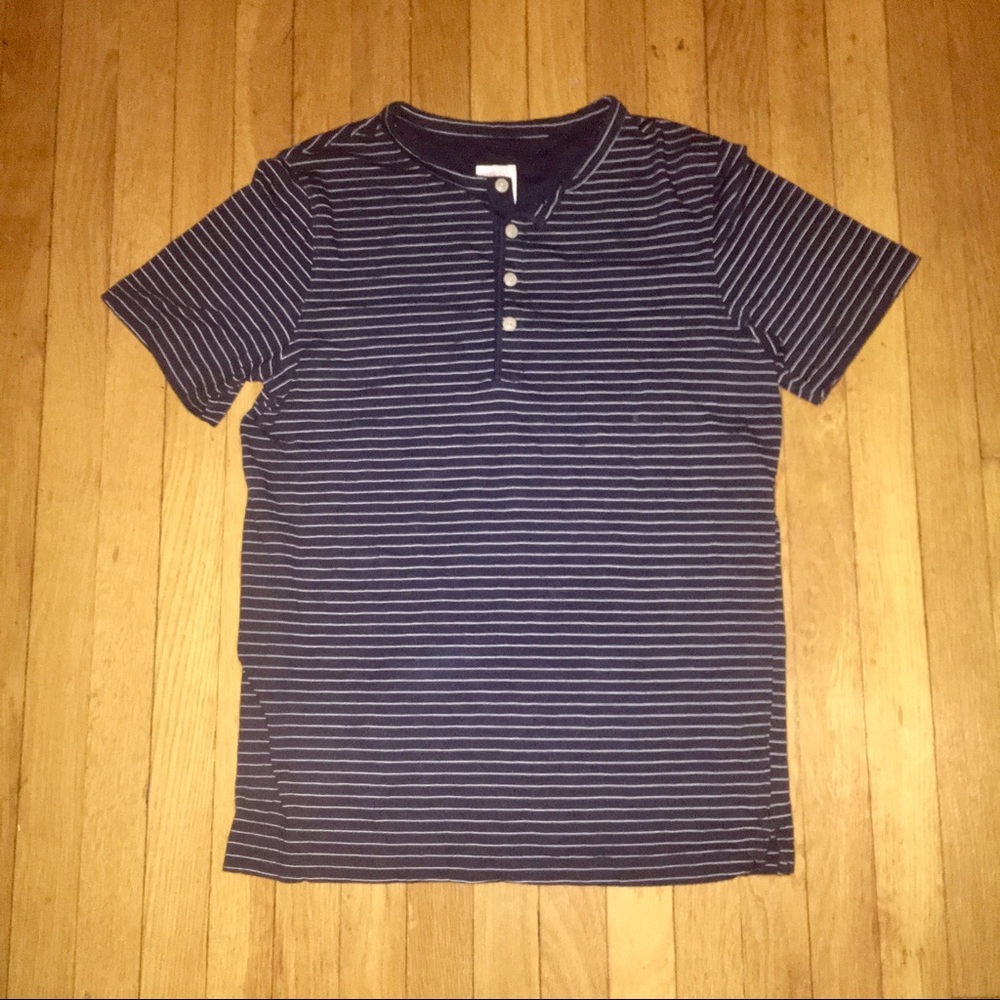 Merona short sleeve navy and white striped Henley
